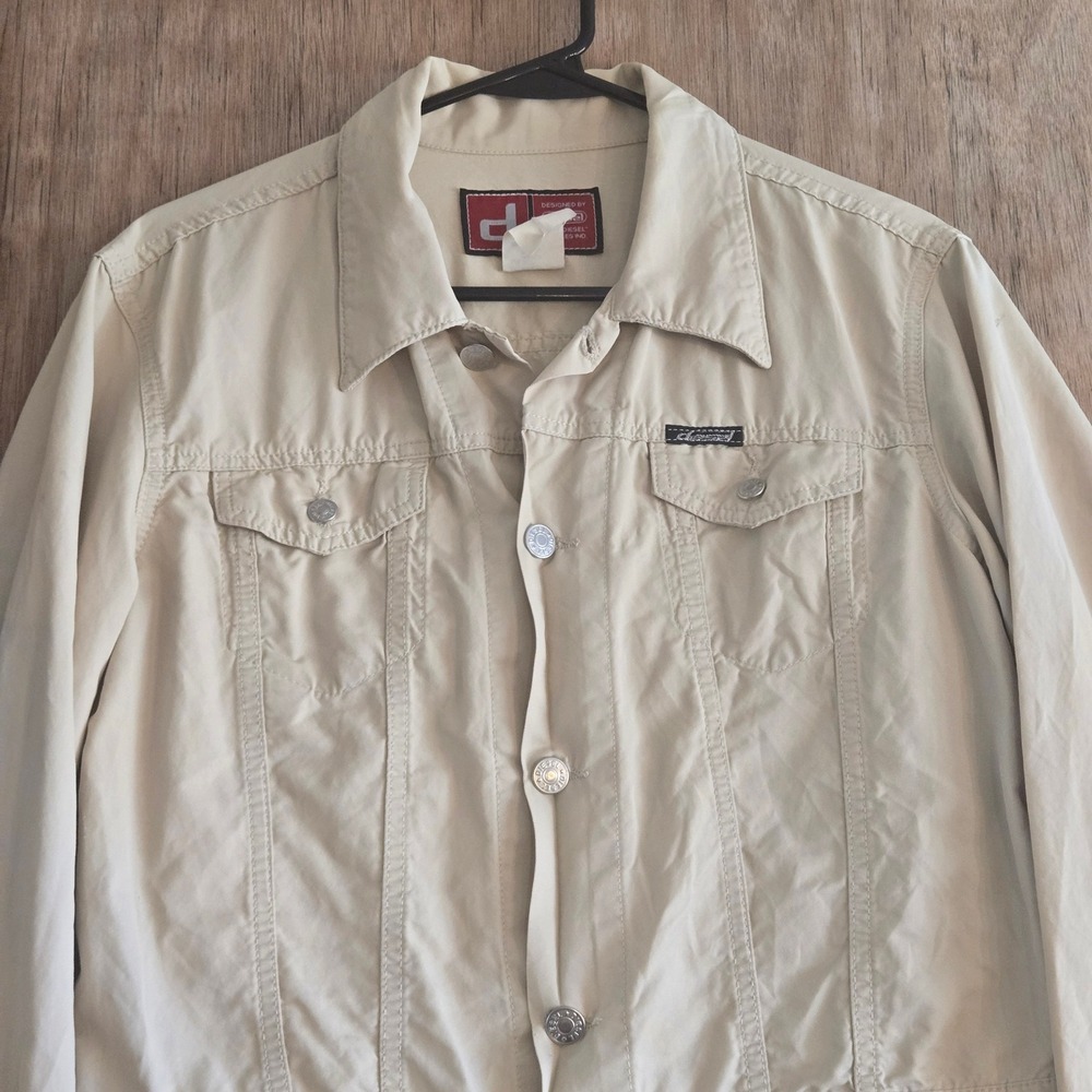 Vintage Diesel Made in Italy Cropped Trucker Jacket Beige Tan Women's Size L